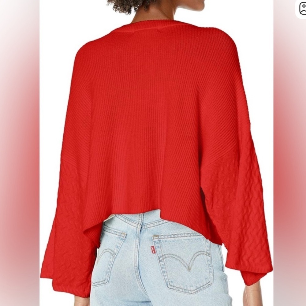 Jack by BB Dakota Boxy Poppy Red In The Mix Stitch Slightly Cropped Sweater - Picture 2 of 10